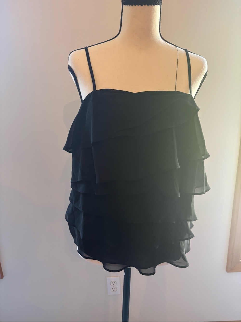 Bar III Black Layered Ruffle Camisole